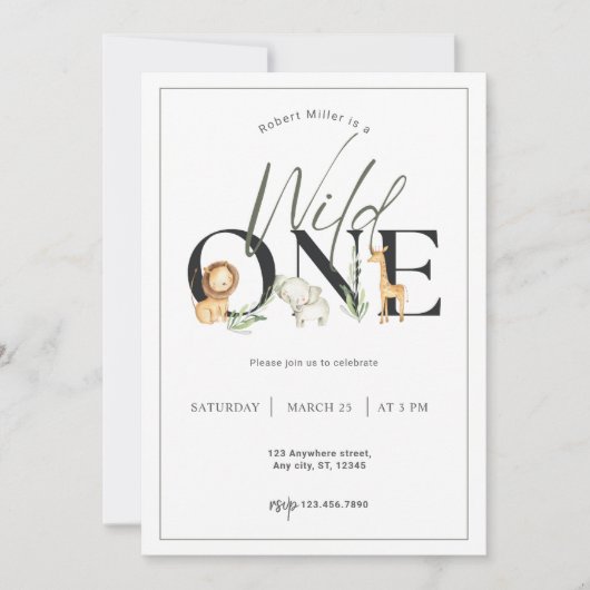 Wild One Safari, eerste uitnodiging (Voorkant)