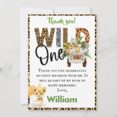 Wild One Safari Eerste Verjaardag Jongen Dank je K Kaart (Voorkant)