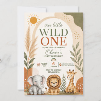 Wild One Safari Eerste Verjaardag Kaart