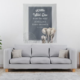 Wild One Safari Elephant Baby shower achtergrond Wandkleed