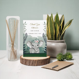 Wild One Safari Elephant Baby shower Bedankkaart