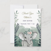Wild One Safari Elephant Baby shower Bedankkaart (Voorkant)