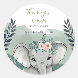 Wild One Safari Elephant Baby shower Classic Ronde Sticker
