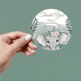 Wild One Safari Elephant Baby shower Classic Ronde Sticker