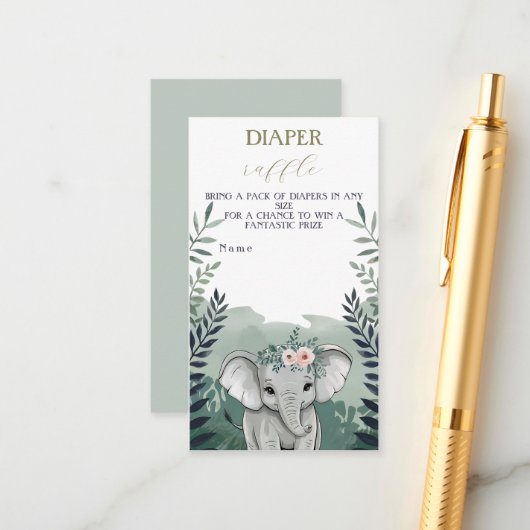 Wild One Safari Elephant Baby shower Enclosure Car Informatiekaartje (Voorkant / Achterkant in situ)