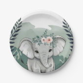 Wild One Safari Elephant Baby shower Papieren Bord (Voorkant)