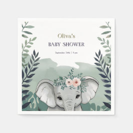 Wild One Safari Elephant Baby shower servetten