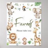 Wild One Safari Favors Baby shower Poster (Voorkant)