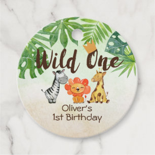Wild One, Safari First Birthday Bedankjes Labels