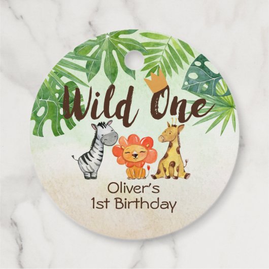 Wild One, Safari First Birthday Bedankjes Labels (Achterkant)