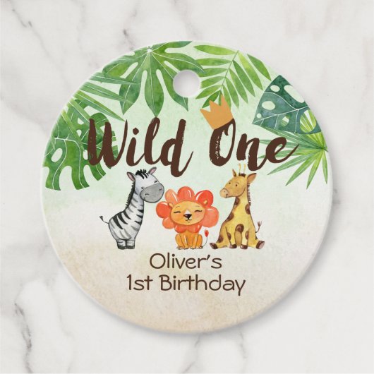 Wild One, Safari First Birthday Bedankjes Labels (Voorkant)
