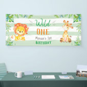Wild One Safari First Birthday Boys Green Party Spandoek (Beurs)