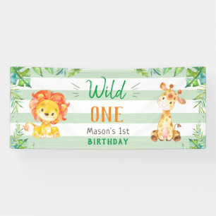 Wild One Safari First Birthday Boys Green Party Spandoek
