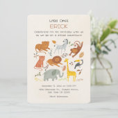 Wild One Safari First Birthday Invitation for Boys Kaart (Staand voorkant)