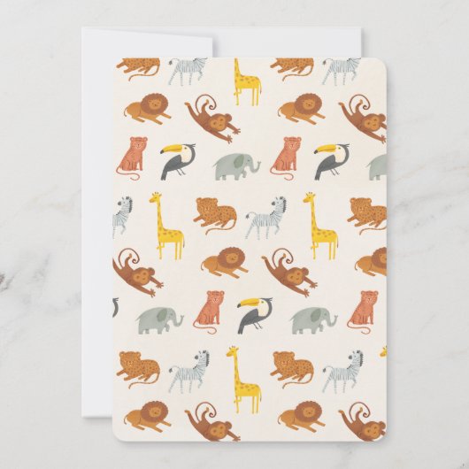 Wild One Safari First Birthday Invitation for Boys Kaart (Achterkant)