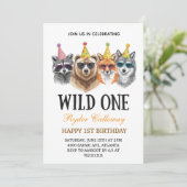 Wild One Safari First Birthday – Jungle Animal  Kaart (Staand voorkant)