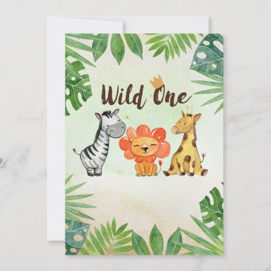 Wild One, Safari First Birthday Kaart (Achterkant)