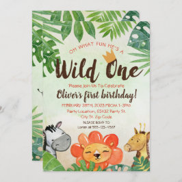 Wild One, Safari First Birthday Kaart