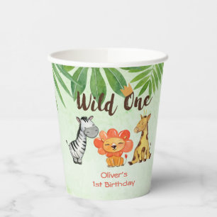 Wild One, Safari First Birthday Paper Cup Papieren Bekers