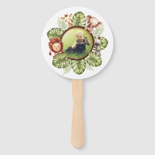 Wild One Safari First Birthday Photo Cute Animals Handwaaier (Achterkant)