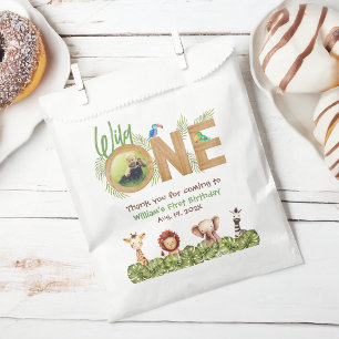 Wild One Safari First Birthday Photo Wood Animals Bedankzakje