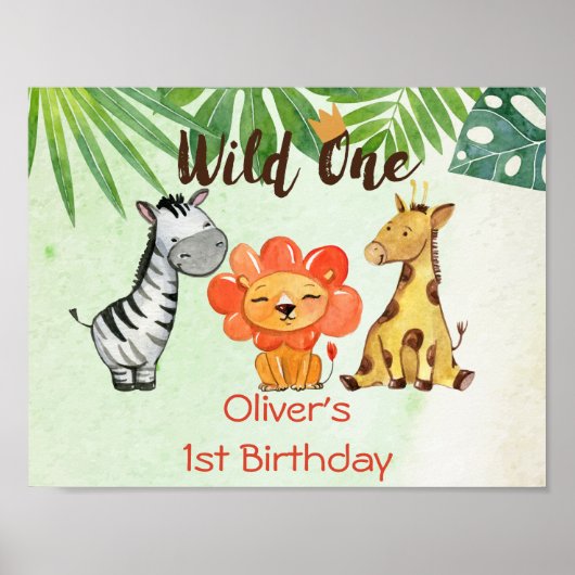 Wild One, Safari First Birthday Poster (Voorkant)
