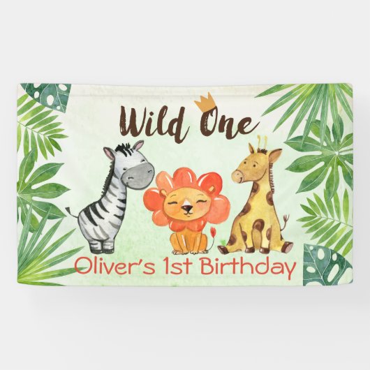 Wild One, Safari First Birthday Spandoek (Horizontaal)