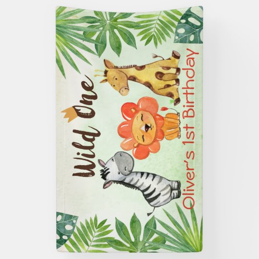 Wild One, Safari First Birthday Spandoek (Verticaal)