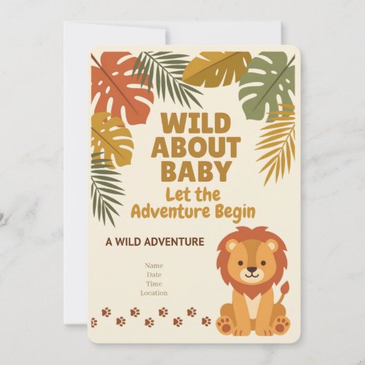 Wild One Safari | Geboorte Uitnodiging (Voorkant)
