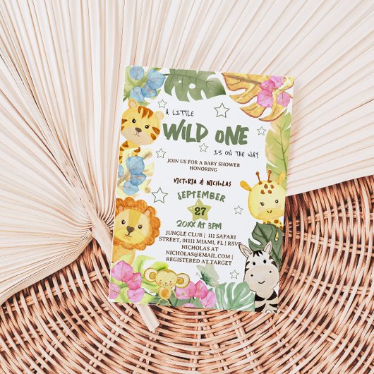 Wild One Safari Genderneutraal Baby shower Kaart