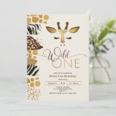 Wild One safari geslacht neutrale giraffe verjaard Kaart (Staand voorkant)