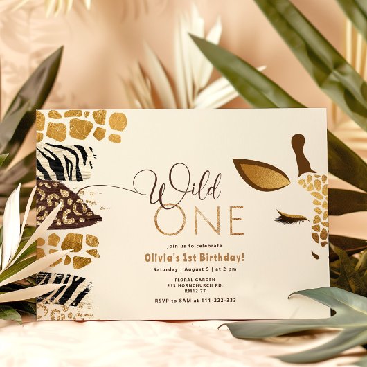 Wild One safari geslacht neutrale giraffe verjaard Kaart