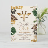 Wild One safari geslacht neutrale giraffe verjaard Kaart (Staand voorkant)