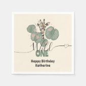 Wild One Safari Giraffe Animal Verjaardagsfeest Servet (Voorkant)