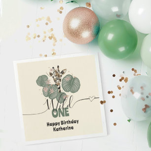 Wild One Safari Giraffe Animal Verjaardagsfeest Servet