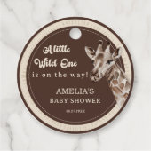 Wild One Safari Giraffe Baby shower Bedankjes Labels (Voorkant)