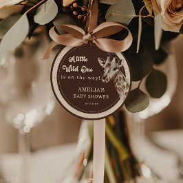 Wild One Safari Giraffe Baby shower Bedankjes Labels