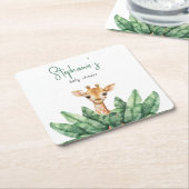 Wild One Safari Giraffe Baby shower Kartonnen Onderzetters (Schuin)