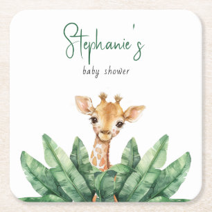 Wild One Safari Giraffe Baby shower Kartonnen Onderzetters