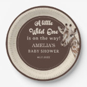 Wild One Safari Giraffe Baby shower Papieren Bordje (Voorkant)