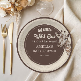 Wild One Safari Giraffe Baby shower Papieren Bordje