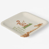 Wild One Safari Giraffe Birthday Gender Neutral Papieren Bordje (Gebogen)