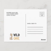 Wild One Safari Giraffe Birthday Uitnodiging (Achterkant)