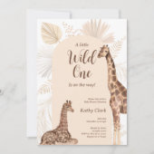 Wild one Safari Giraffe Genderneutraal Baby shower Kaart (Voorkant)
