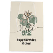  Wild One Safari Giraffe Tropical Animal Birthday Medium Cadeauzakje (Achterkant)