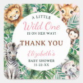 Wild One Safari Girl Baby shower Bedankt Sticker (Voorkant)