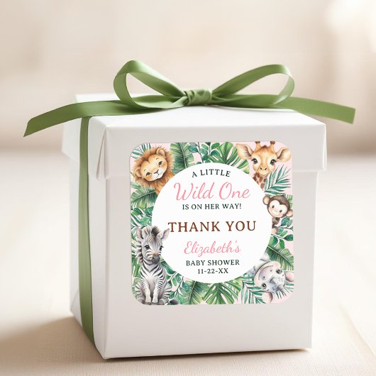 Wild One Safari Girl Baby shower Bedankt Sticker