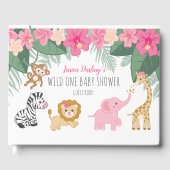 Wild One Safari/Girl Oerwoud Baby shower welkom Gastenboek (Voorkant)