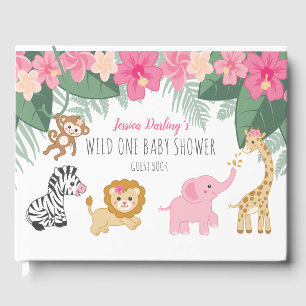 Wild One Safari/Girl Oerwoud Baby shower welkom Gastenboek
