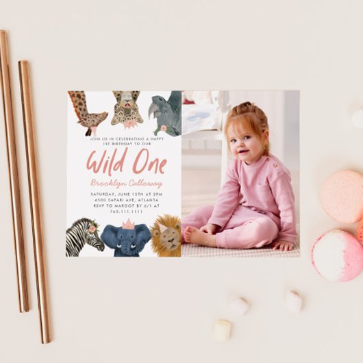 Wild One Safari Girl's eerste foto van de Birthday Kaart